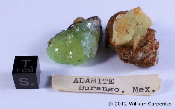 Two crystals of adamite.